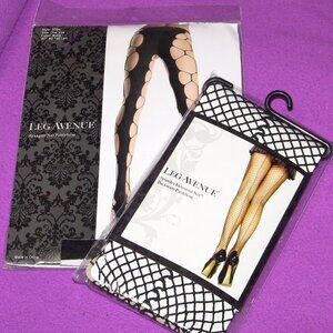 Leg Avenue Two Pairs Black Panty Hose - NWOT - One Size